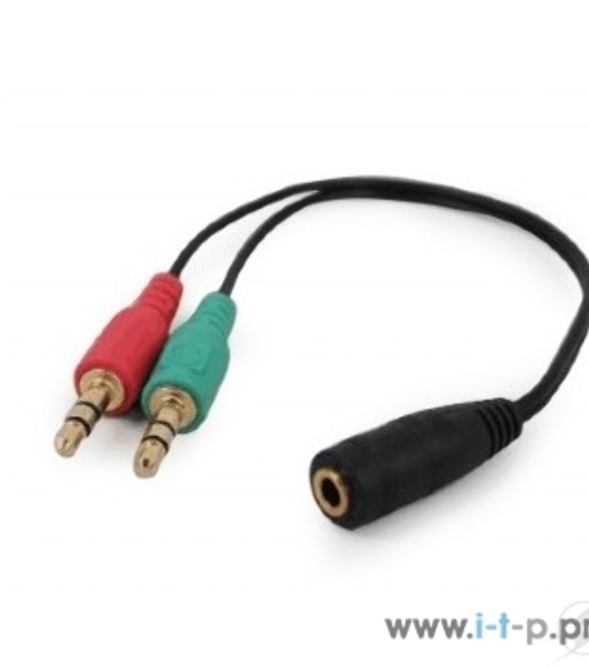 Кабель аудио сигнала Cablexpert, Jack3.5 нушники + 3.5 микрофон-> Jack3.5 4pin, длина 20 см, черный