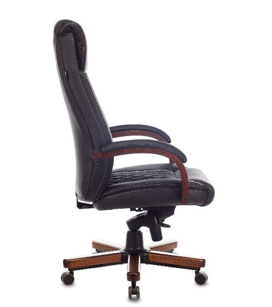 Кресло Бюрократ T-9924WALNUT черный, кожа, подголовник