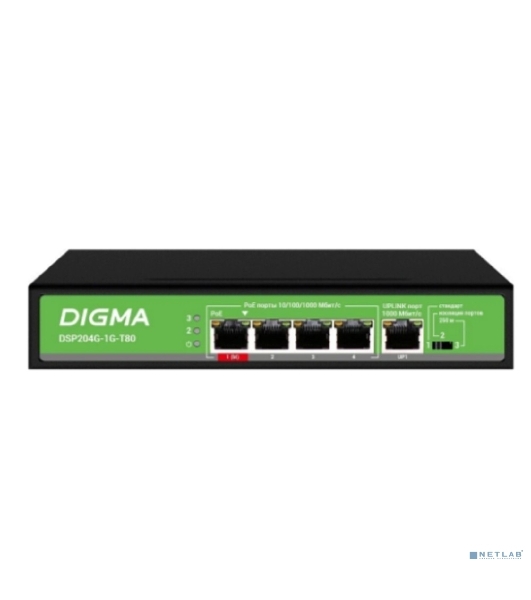 Коммутатор Digma DSP204G-1G-T80, 5×1 Гбит/с, неуправляемый