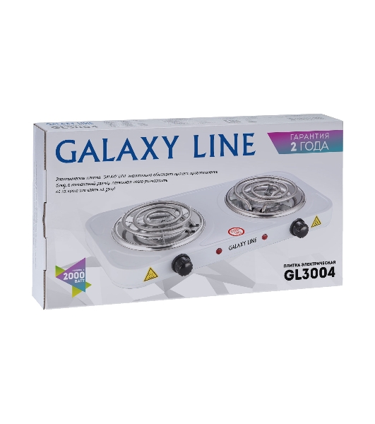 Плита настольная электрическая Galaxy Line GL 3004, белый, электрическая, 2000 Вт (1000Вт+1000Вт)
