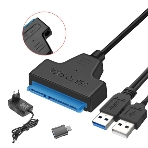 Кабель-переходник для HDD SATA USB 3.0 с доп. питанием, двойной USB, фото 1