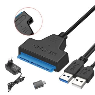 Кабель-переходник для HDD SATA USB 3.0 с доп. питанием, двойной USB