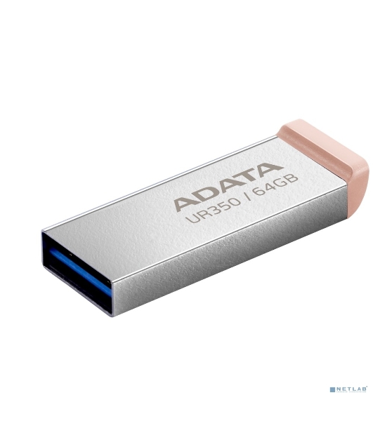 Флешка USB ADATA UR350 (UR350-64G-RSR/BG), 64Gb, USB 3.2, R/W 100/15, серебристый/коричневый