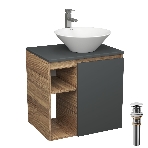 Тумба Bau Dream Blackwood 60 правая, графит, раковина BAU Dream D43, смеситель для раковины высокий Hotel Still, нержавеющая сталь, выпуск клик клак, белый, фото4