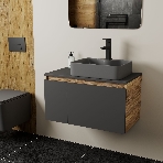Комплект: тумба Bau Dream Blackwood графит 80, раковина BAU Cerama 48х37, темно-серая, смеситель Hotel Black, черный матовый, фото7