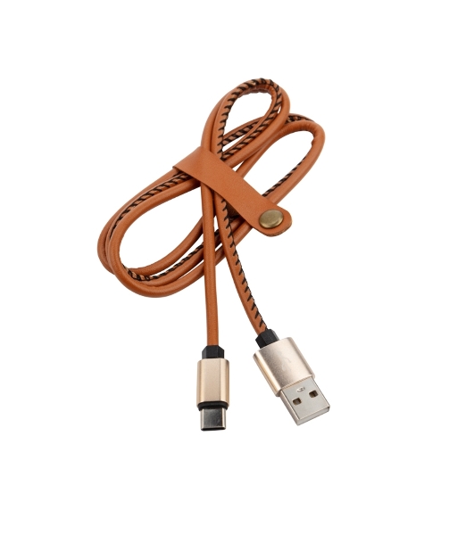 Кабель USB-Type-C Rexant 2A/leather/brown/1м