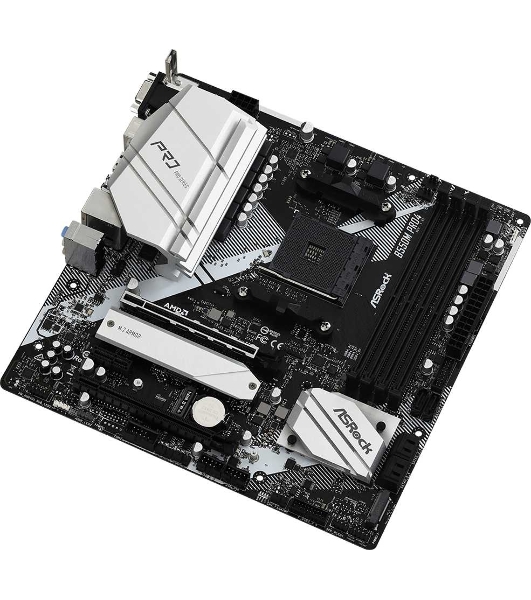 Материнская плата ASRock B550M Pro4, AM4, AMD B550, 4xDDR4, 6xSATA, 2xM.2, 1xPCI-E 3.0 x16, 1xPCI-E 4.0 x16, 1xDisplayPort, 1xHDMI, 1xVGA, 1x 1Gb LAN, 3x3.5 мм, 7.1, Micro-ATX