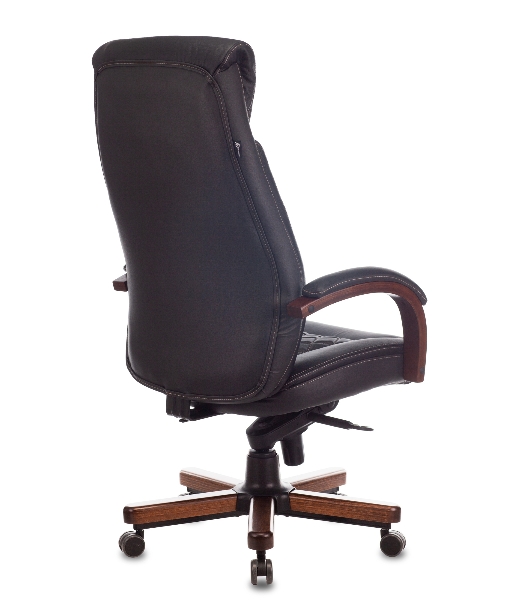 Кресло Бюрократ T-9924WALNUT черный, кожа, подголовник