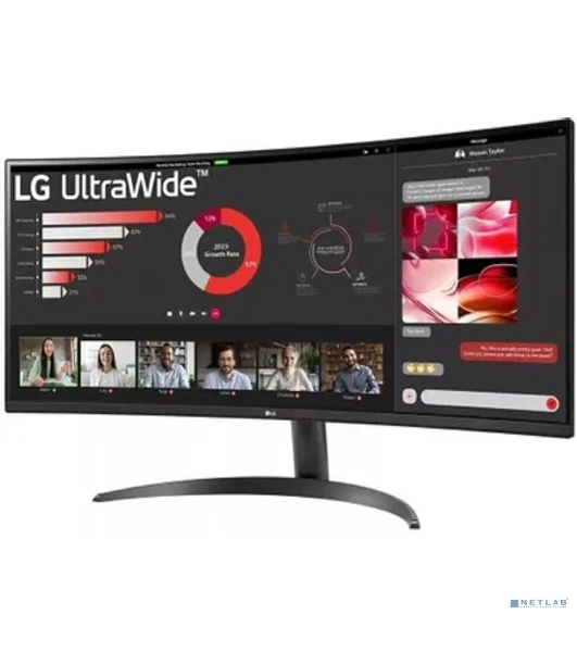 Монитор 34' LG UltraWide 34WR50QK-B VA 3440x1440, 100 Гц, 5 мс, 21:9, 300 кд/м², 2xHDMI, 1xDP, черный