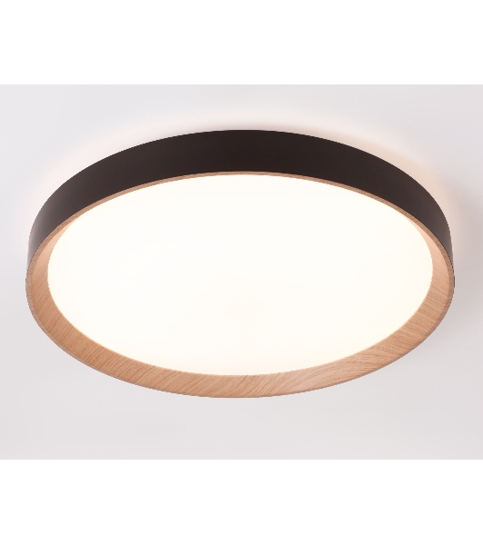 Потолочный светодиодный светильник Ambrella light FZ1326 BK/LWD черный/светлое дерево IP20 60W 3000-6400K D490*80 (ПДУ ИК)
