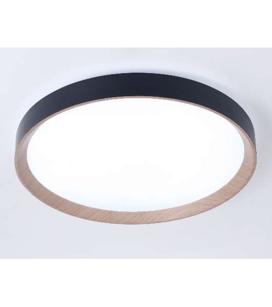 Потолочный светодиодный светильник Ambrella light FZ1326 BK/LWD черный/светлое дерево IP20 60W 3000-6400K D490*80 (ПДУ ИК)