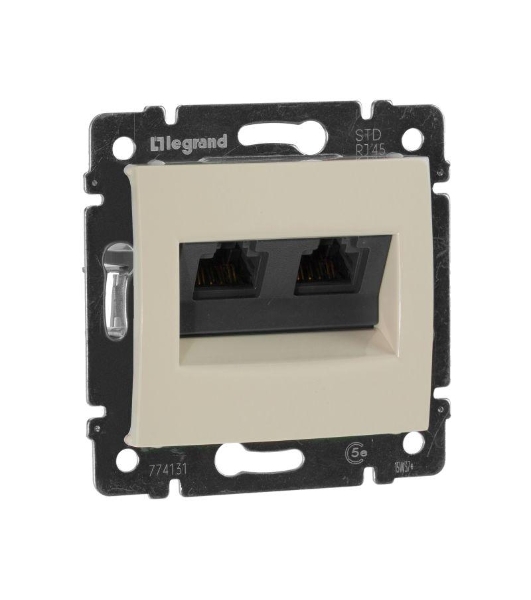 Розетка Valena розетка 2*RJ45 кат.5e, сл. кость