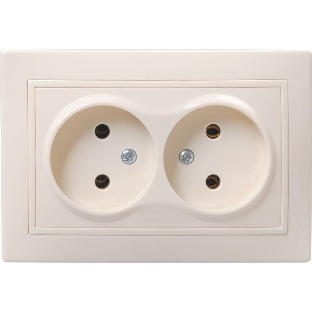 Розетка 2-м СП Кварта 10А IP20 без заземл. крем. IEK ERK23-K33-10-DM