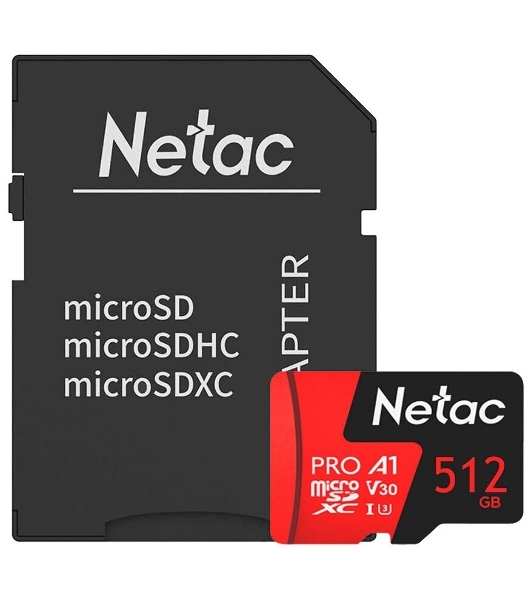 Флеш карта MicroSD card Netac P500 Extreme Pro 512Gb, retail version w/SD adapter