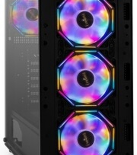 Компьютерный корпус Miditower ExeGate i3 BASE-EVO800 (ATX, БП EVO800RGb с вент. 12 см, с окном, 1хUSB+1хUSB 3.0, аудио, 4 вент. 12см с RGb подсветкой)