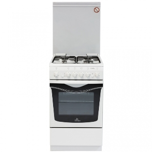 Плита газовая De Luxe 506040.03Г (КР) ЧР белый, конфорок 4 шт, духовка 54 л, 50 см x 85 см x 60 см