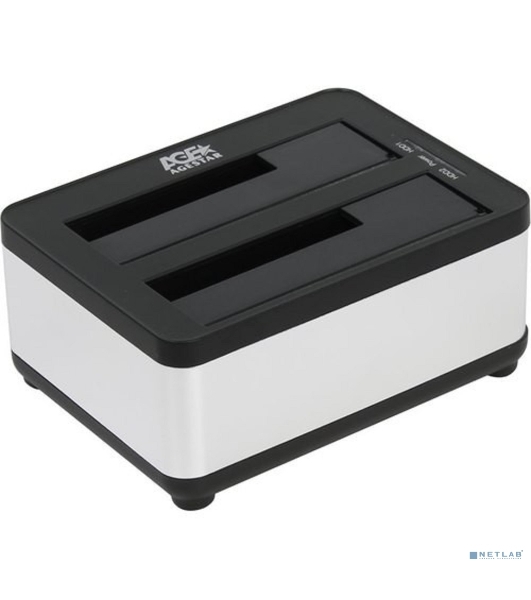 Докстанция 2x2,5'/3,5' SATAIII AgeStar 3UBT8 (SILVER) USB 3.0, пластик, серебристый