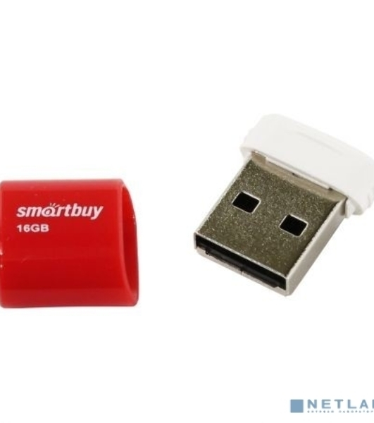 Флешка USB Smartbuy LARA Red (SB16GbLARA-R), 16Gb, USB 2.0, R/W 15/5, красный/белый