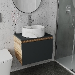 Комплект: тумба Bau Dream Blackwood графит 60, 1 ящик, раковина круглая накладная BAU Element D41, мрамор, смеситель Hotel Stil, нерж сталь, фото11