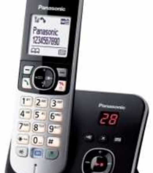 Телефон беспроводной (DECT) Panasonic KX-TG6821RUB черный, автоответчик,определитель номера,телефонный справочник 120 зап.