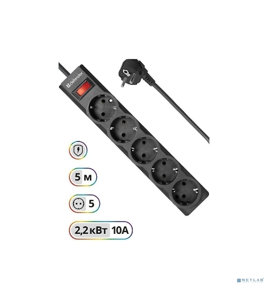 Сетевой фильтр Defender 5M ES LARGO 5OUTL.