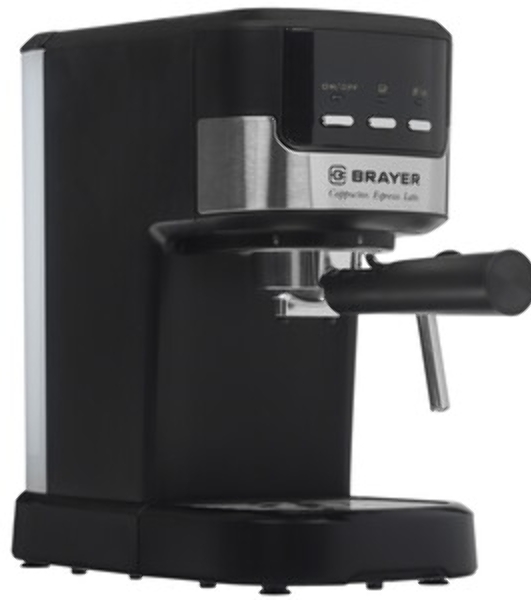 Кофеварка рожковая BRAYER BR1112 черный, исп. кофе - молотый, 1.2 л, 1100 Вт, 20 бар