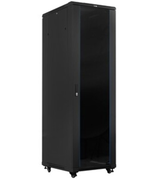 Шкаф серверный Lanmaster (TWT-CBB-47U-6X10-G1) напольный 47U 600x1000мм пер.дв.стекл металл 2 бок.пан. 800кг черный