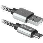 Кабель Defender USB08-03T PRO USB2.0 белый, AM-MicroBM, 1m, 2.1A, фото 1