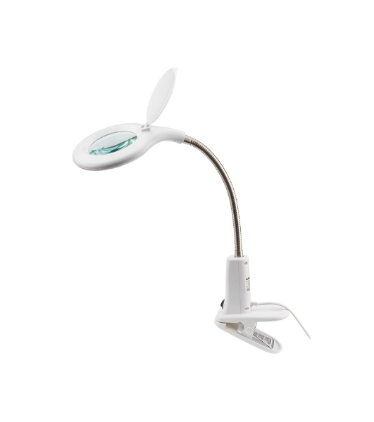Лупа настольная 3D+12D Rexant с подсветкой 60 LED, прищепка, белая