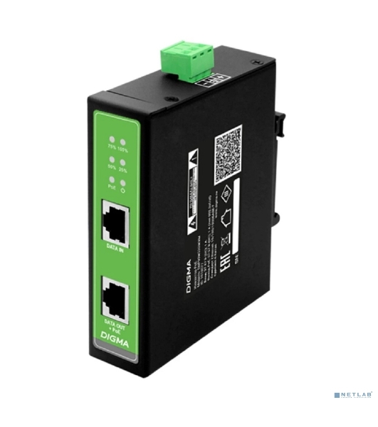 Инжектор PoE Digma DNP30W48GDXM 10/100/1000BASE-T 30Вт 37-57В(DC)