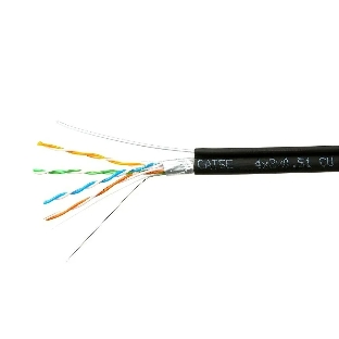 Кабель Cablexpert FPC-5051E-4-CU-OUTR/100, FTP outdoor 4x2x0.51 на тросу, медный, кат.5e, однож., 100м, box, черный
