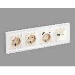 Лицевая панель ALFA (Бежевый глянец) для розетки 2USB тип A+C QUANT AP3110, фото2