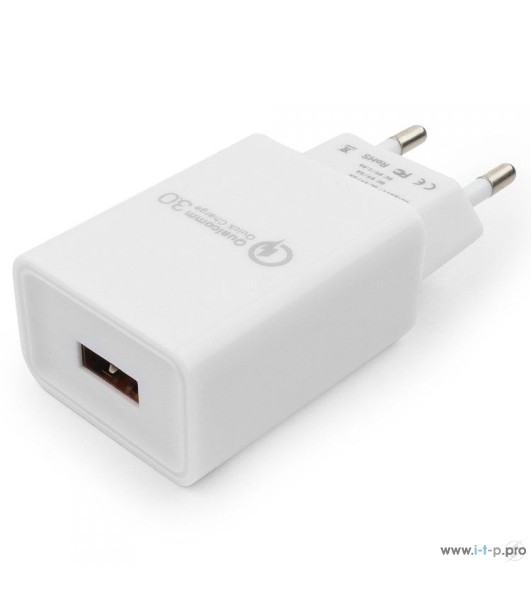 Сетевое зарядное устройство Cablexpert MP3A-PC-16, QC 3.0, 100/220V - 1 USB порт 5/9/12V, белый