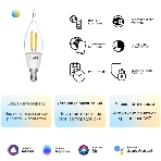 Лампа светодиодная филаментная Gauss Smart Home DIM+CCT E14 CF35 4,5 Вт 2000-6500 К 1/10/40, фото8