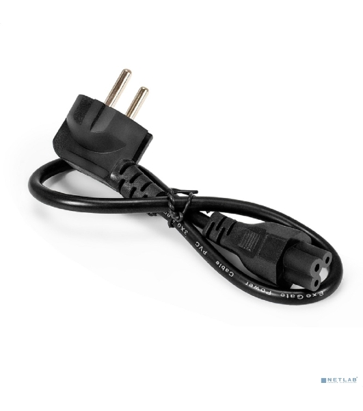 Кабель питания ноутбуков ExeGate Power PC5-0,5P (Евровилка Schuko->C5, VDE-250V-3*0.5мм2, медь, черный, 6A, 0.5м)