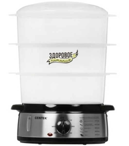 Пароварка Centek CT-1457 серебристый, 9 л, ярусы - 3, 800 Вт, механическое