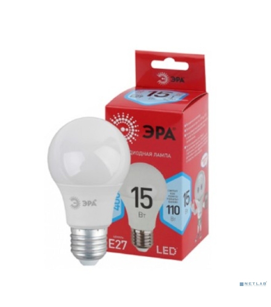 Лампа светодиодная ЭРА A60-15W-840-E27 R (диод груша 15Вт нейт E27) (10/100/1500)