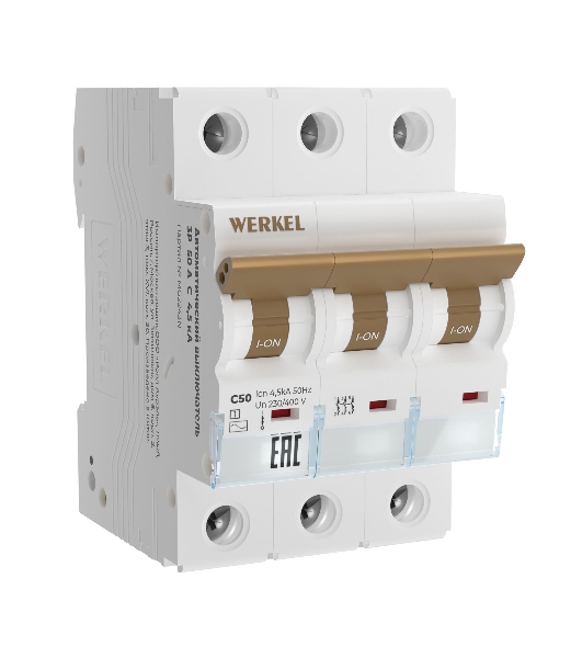 Автоматический выключатель Werkel 3P  50 A  C  4,5 кА W903P504