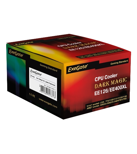 Кулер для процессора ExeGate Dark Magic EE126M-PWM.RGb черный, 120 мм, алюминий, 2000 об/мин, 24 дБ, 4 pin, 100 Вт, 65 мм