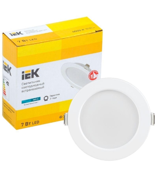 Светильник светодиодный ДВО 1611 7Вт 4000К IP20 круг бел. IEK LDVO0-1611-07-4000-K01