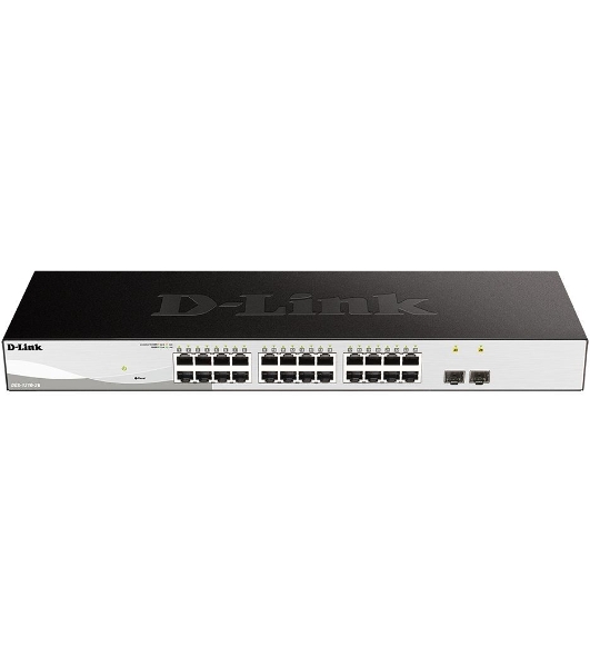 Коммутатор D-Link DGS-1210-26/F, 24×1 Гбит/с + 2×1 Гбит/с SFP, настраиваемый