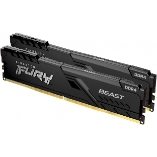 Оперативная память Kingston Fury Beast, DDR4, 16GB (2x8GB), 3200MHz, CL16, DIMM, с радиатором, черный