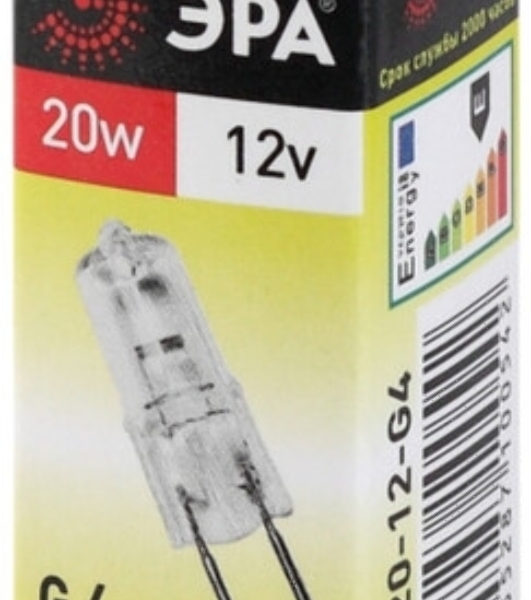 Лампа галогенная ЭРА G4-JC-20W-12V(100/1000/20000)