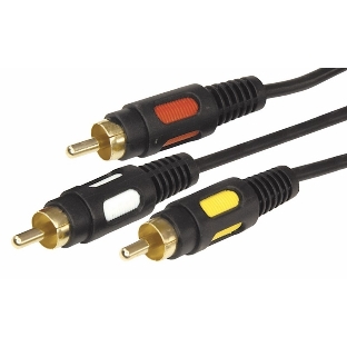 Шнур Rexant 3 RCA - 3 RCA, длина 1,5 м етра, черный (GOLD)