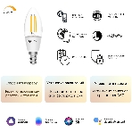 Лампа светодиодная филаментная Gauss Smart Home DIM E14 C35 4,5 Вт 1/10/40, фото3