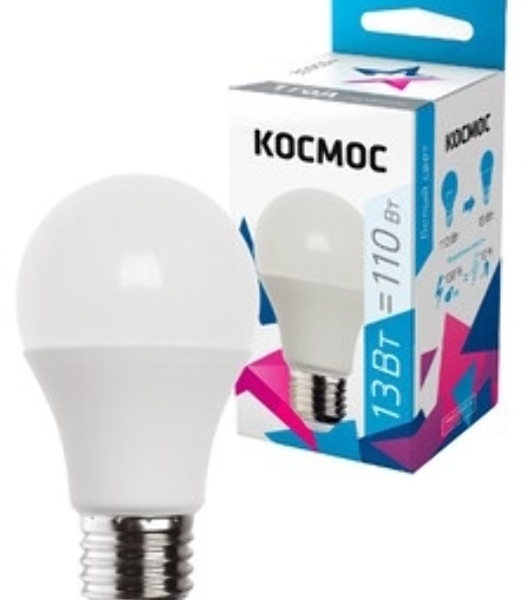 Лампа светодиодная Космос LED BASIC A60 13Вт 220В E27 3000К