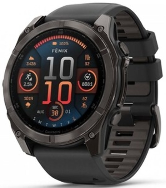 Умные часы Garmin Fenix 8 Solar Sapphire, 1.6' AMOLED, Wi-Fi, Bluetooth, NFC, 100м, серый / желтый