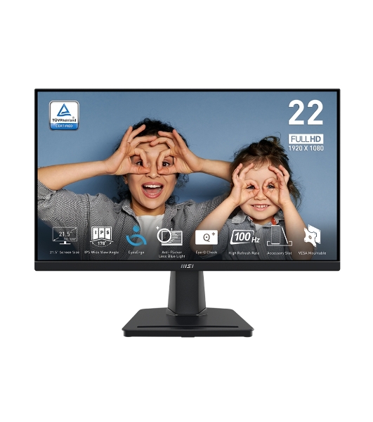 Монитор 21.5' MSI Pro MP225 IPS 1920x1080, 100 Гц, 1 мс, 16:9, 250 кд/м2, 1xHDMI, 1x3.5 мм, черный