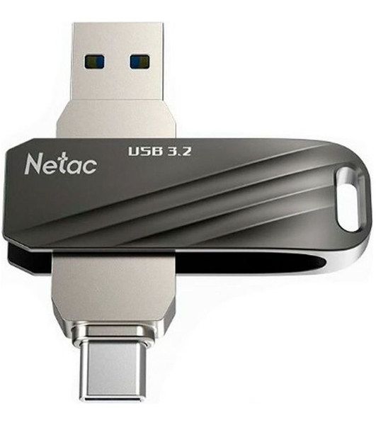 Флешка USB Netac US11 черный 64Gb USB Type-A + USB Type-C, metal/plastic case
