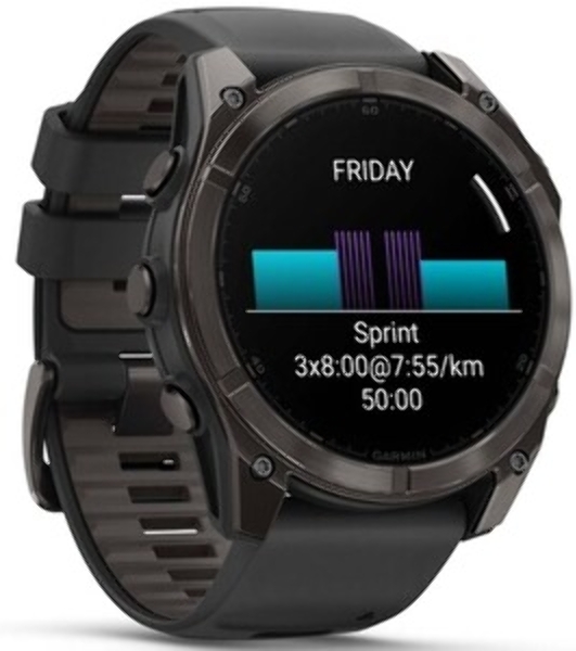 Умные часы Garmin Fenix 8 Solar Sapphire, 1.6' AMOLED, Wi-Fi, Bluetooth, NFC, 100м, серый / желтый